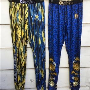 2 pair of ethika Golden State Warriors blue and yellow leggings S